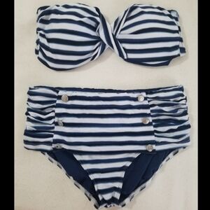Seafolly High Rise Nautical Bikini Sz 10.